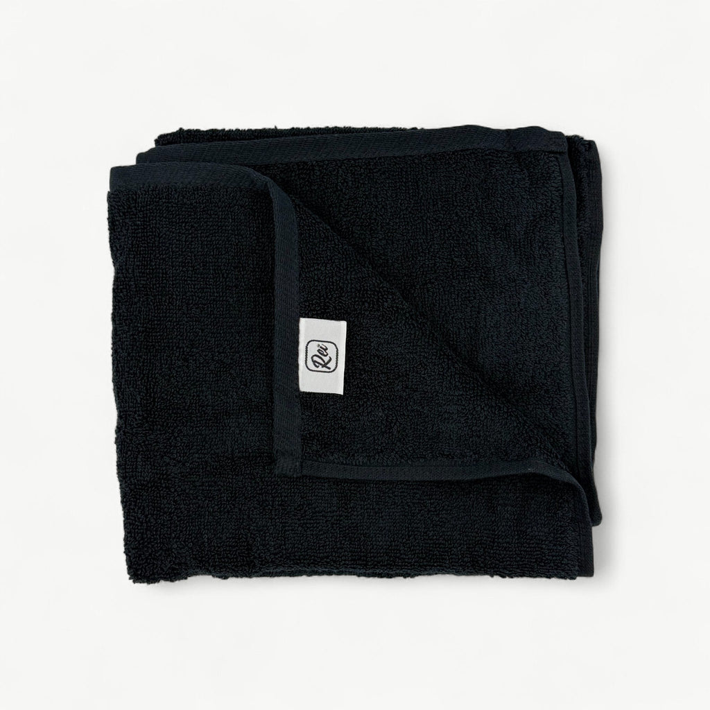Rei-Barber & Hairdressing Towel Black 100%Cotton 85x50cm