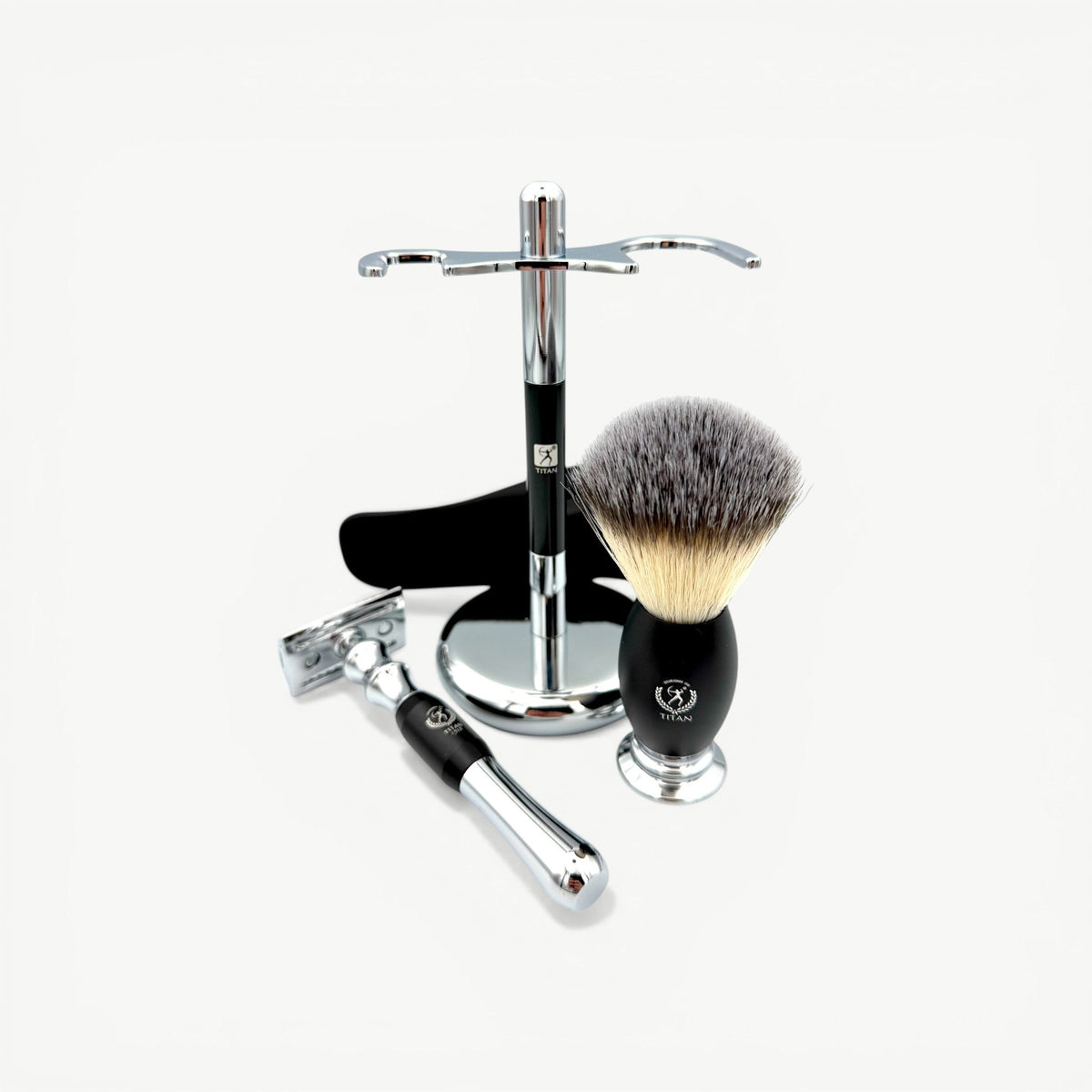 Titan Beard Grooming Kit Black – Shaving Brush Set for Men