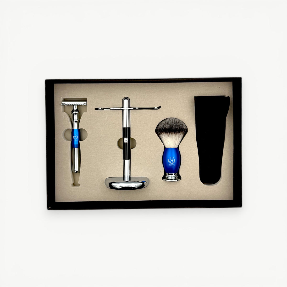 Titan Beard Grooming Kit Blue – Shaving Brush Set for Men