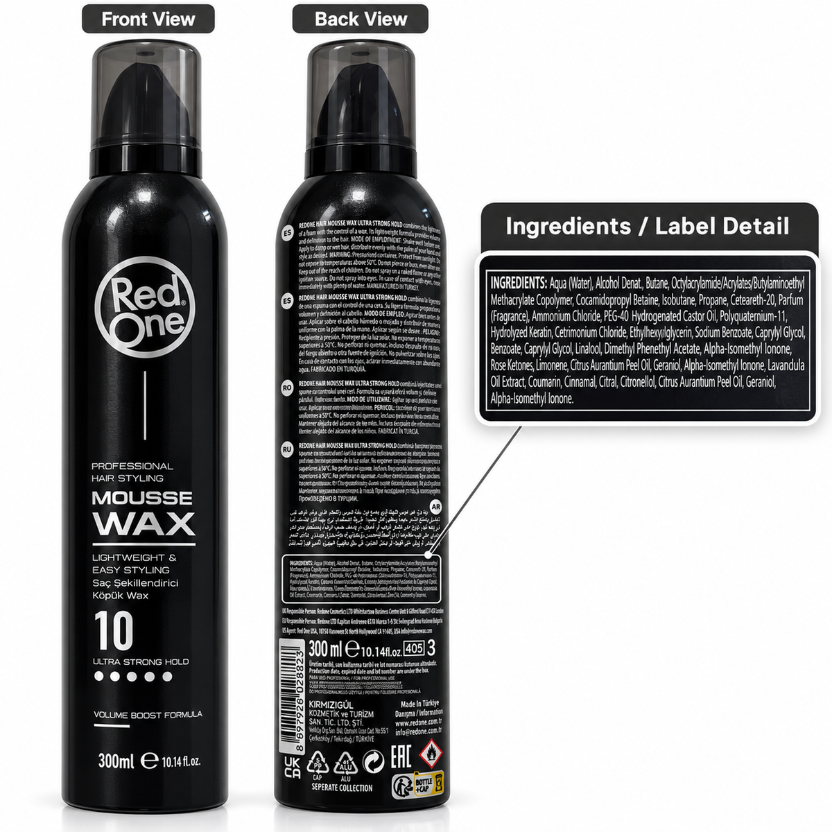 RedOne Mousse Wax 10 Ultra Strong Hold Volume Boost 300ml