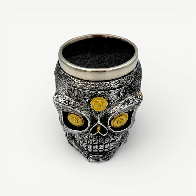 Scissors Holder Cyber Skull With Bristles 9x11cm